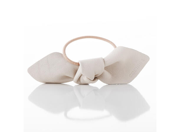 Leather Bow Big Hair Tie Cream CORINNE 