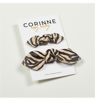 Leather Bow Big & Small Hair Tie Zebra Holiday