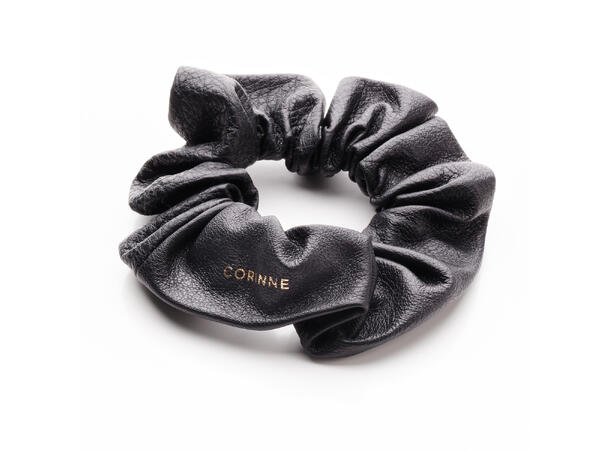 Leather Scrunchie Black CORINNE 
