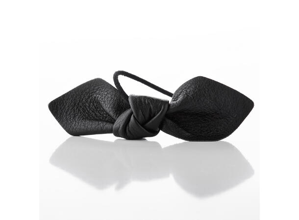 Leather Bow Big Hair Tie Black CORINNE 