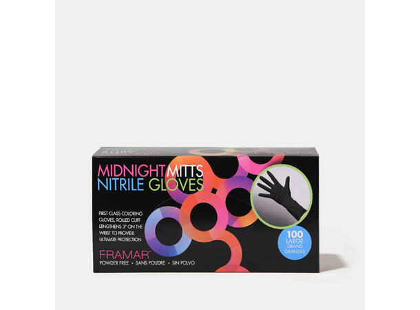 Hansker Nitril M Framar SORT 100stk Midnight Mitts 